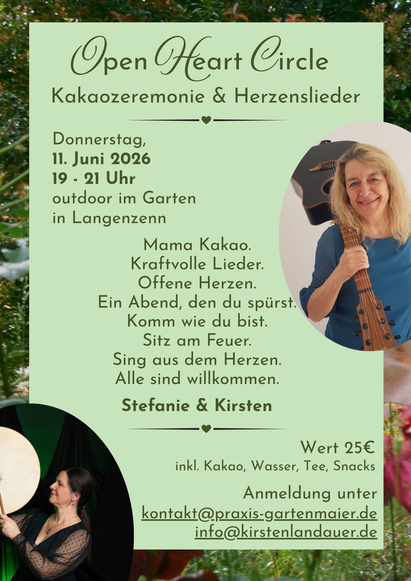 Open Heart Circle Kirsten Landauer trägt ein schwarzes Kleid und lächelt mit ausgebreiteten Armen in die Kamera